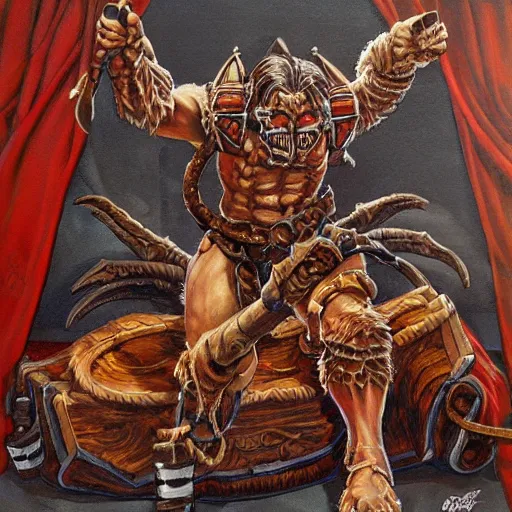 Prompt: dnd mimic chest, highly detailed, acrylic on canvas painting, by greg rutkowsky, by ed binkley, by gerald brom