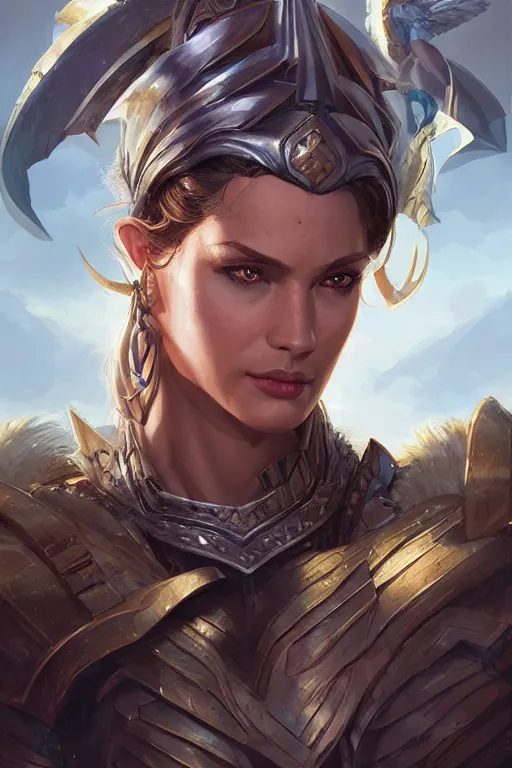 Image similar to amazon valkyrie athena, d & d, fantasy, portrait, highly detailed, headshot, digital painting, trending on artstation, concept art, sharp focus, illustration, art by artgerm and greg rutkowski and magali villeneuve