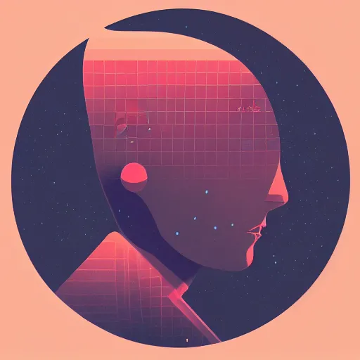 Image similar to minimalist logo icon for a wandering mind, retro psychology, victo ngai, kilian eng, lois van baarle