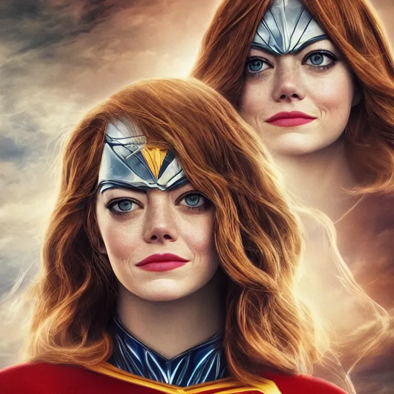 Prompt: highly detailed portrait of Emma Stone as Superwoman, intricate, masterpiece