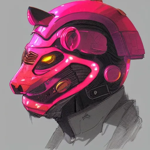 Image similar to profile portrait, helmet tiger cyberpunk made of pink lava and fire design by greg rutkowski detailed, character design sketch, high detail, sharp focus, sketch line art for character design