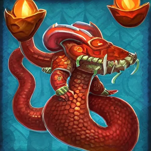 Image similar to cute naga, hearthstone card art