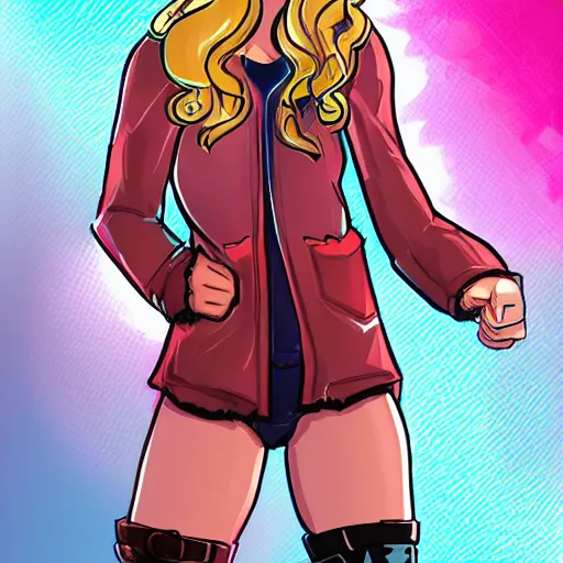 Image similar to blonde girl wearing an decent outfit hero, digital artwork in hero comic