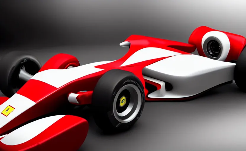 Image similar to still of a retro futuristic ferrari formula 1 car inspired by f 1 2 0 2 1 concept, studio lighting,