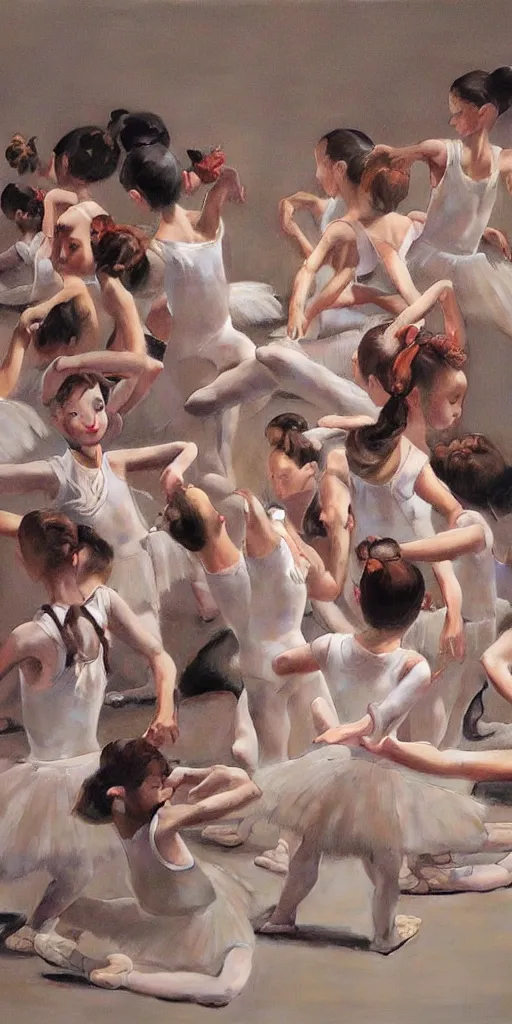 Image similar to oil painting scene from ballet school by kim jung gi