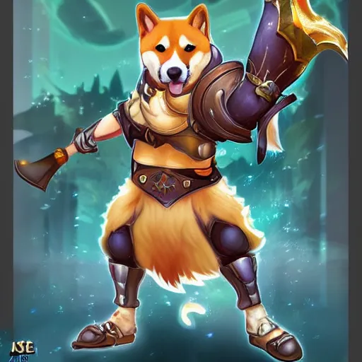 Image similar to shiba inu as a league of legends character