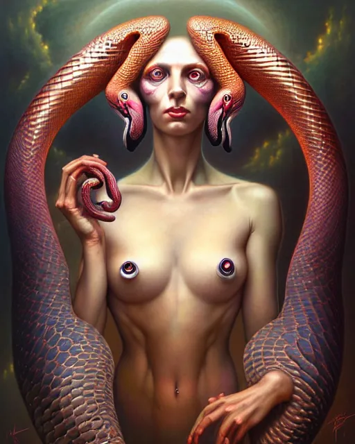 Image similar to a detailed portrait of dreampunk flamingo python hybrid mix goddess by tomasz alen kopera and peter mohrbacher