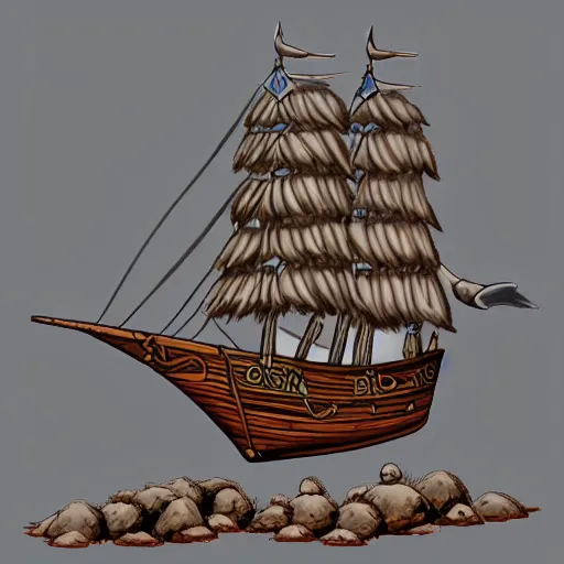 Prompt: pirate ship in the style of sven nordqvist