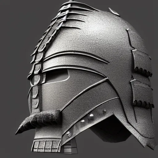 Prompt: a 3d render of a samurai warrior helmet sculpture, ultradetailed, 4k UHD