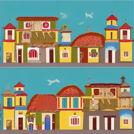 Image similar to A Spanish village. Seamless parallax background, Vector design, Tileable horizontally.