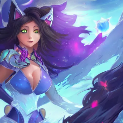 Image similar to a runeterra universe with ahri