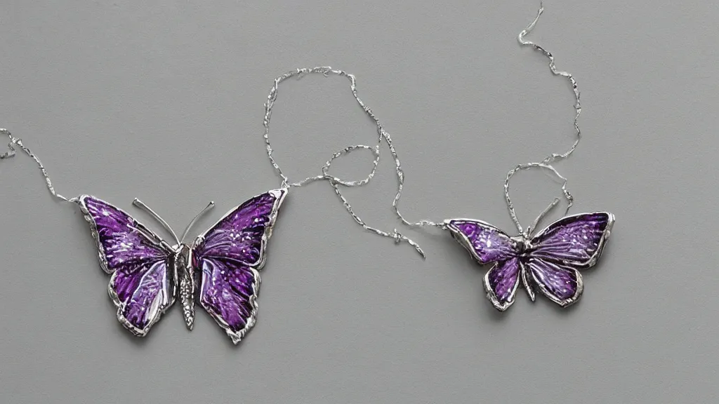 Prompt: Plique-a-jour jewlery of a butterfly