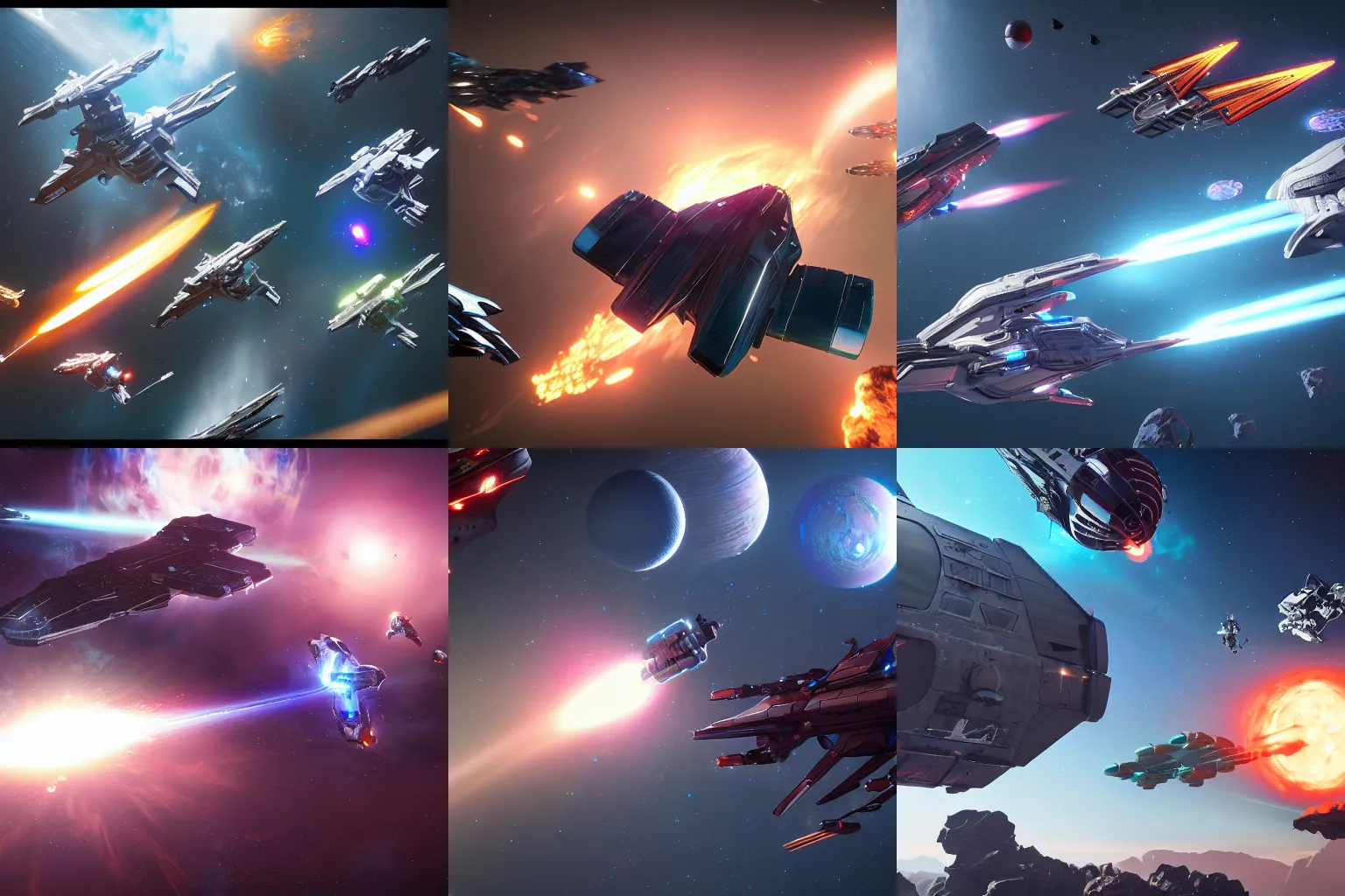 Prompt: Space Battle between Spaceships, trending on artstation, artstationHD, artstationHQ, unreal engine, 4k, 8k, unreal engine