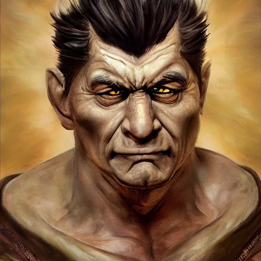 Prompt: An ultra realistic portrait painting of Bowser in the style of Frank Frazetta, 4k, Ultra realistic, Highly Detailed, Dark Fantasy, Epic Lighting