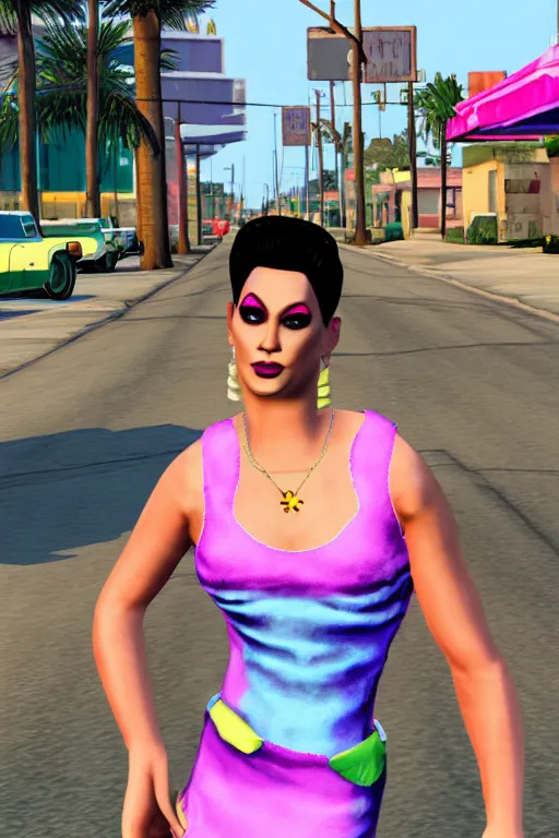 Prompt: drag queen in gta vice city,'