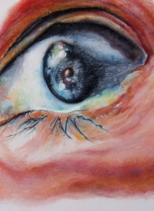 Prompt: portrait of a stunningly beautiful eye, multiplied, bacon