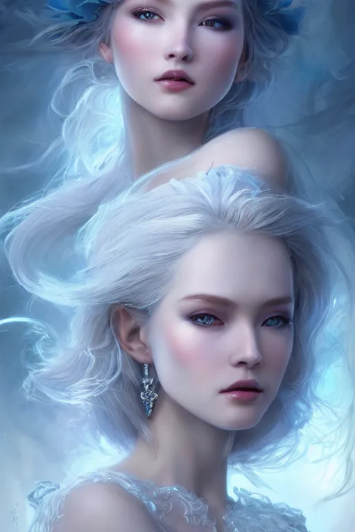 Image similar to a masterpiece ultrarealistic ultradetailed portrait of a very beautiful ice queen, medium shot, intricate, elegant, by stanley artgerm lau, wlop, rossdraws, james jean, andrei riabovitchev, marc simonetti, light by julie bell, porcelain skin. global illumination, vfx