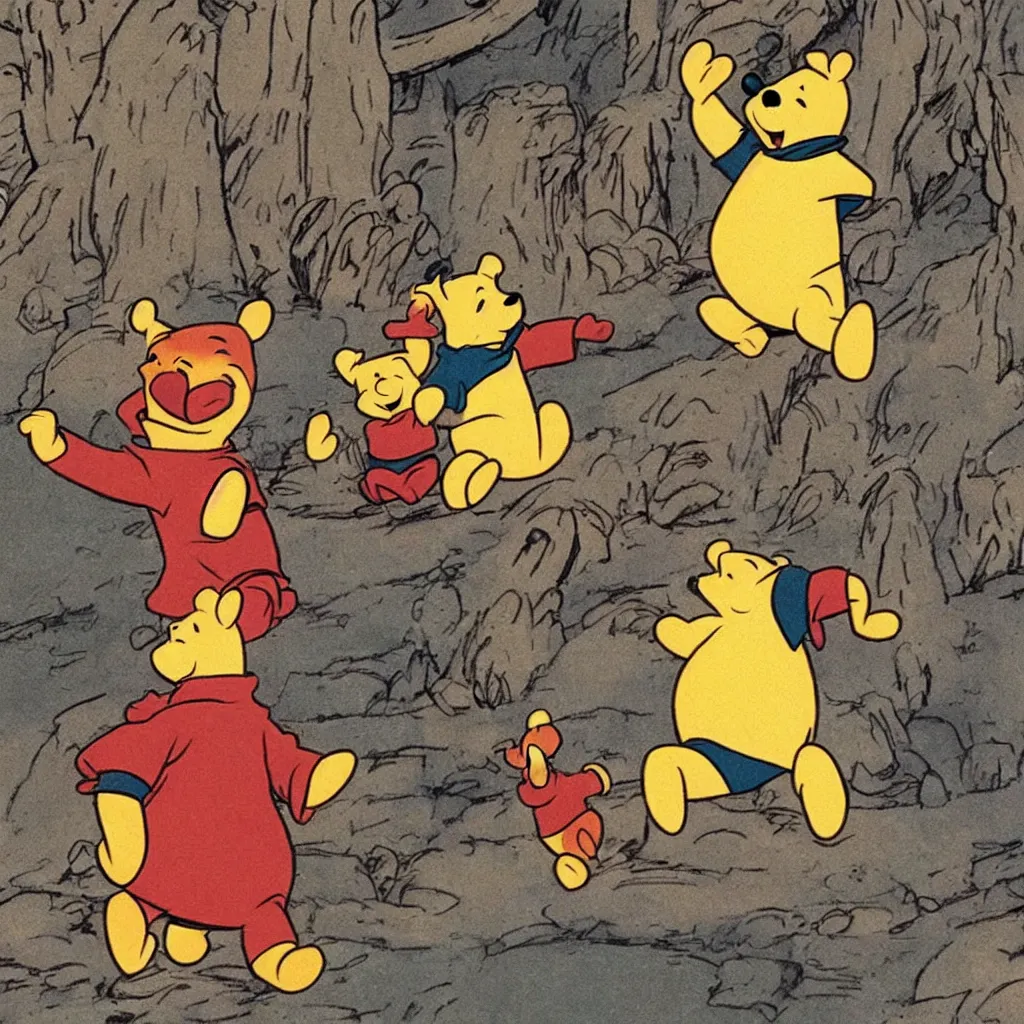 Prompt: winnie the pooh performing a nazi salute