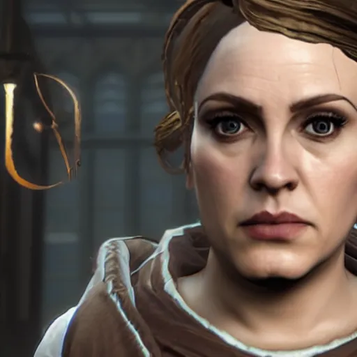 Image similar to an in-game screenshot of Adele as a character in Dishonored 2