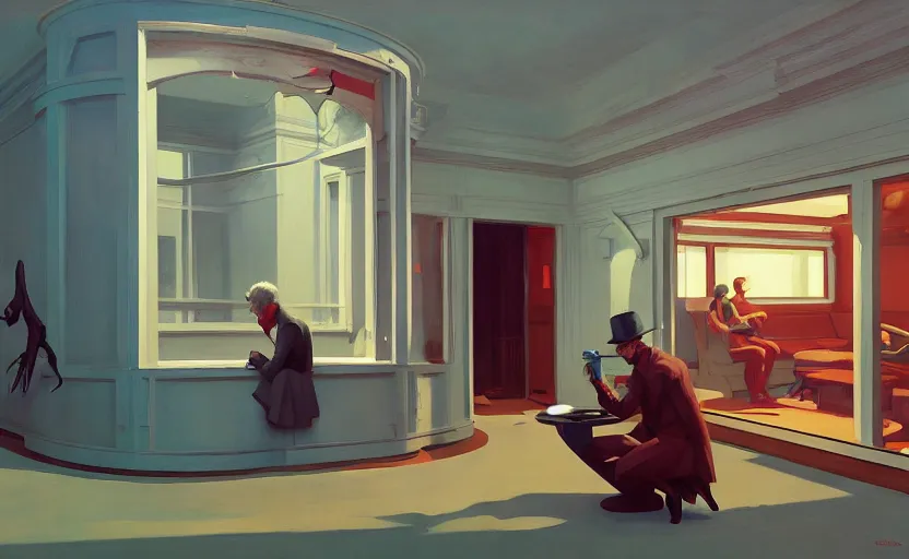 Prompt: inside a time machine, very coherent, painted by Edward Hopper, Wayne Barlowe, painted by James Gilleard, airbrush, art by JamesJean