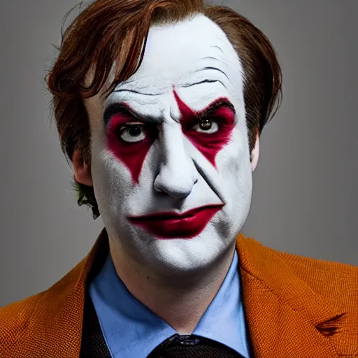 Image similar to saul goodman in joker makeup