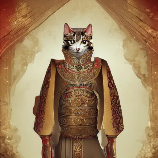 Image similar to illustration of the roman emperor augustus neko man half cat, character design, art station, epic, elegant, masterpiece of dan luvisi