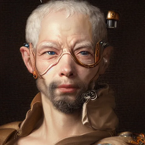 Image similar to ultra detailed, 4 k portrait of a cyborg man by rachel ruysch