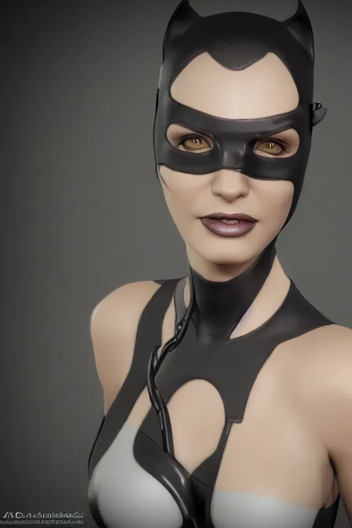 Prompt: 3d render of Catwoman, portrait, photorealistic, concept art, finalRender, octane, Unreal Engine