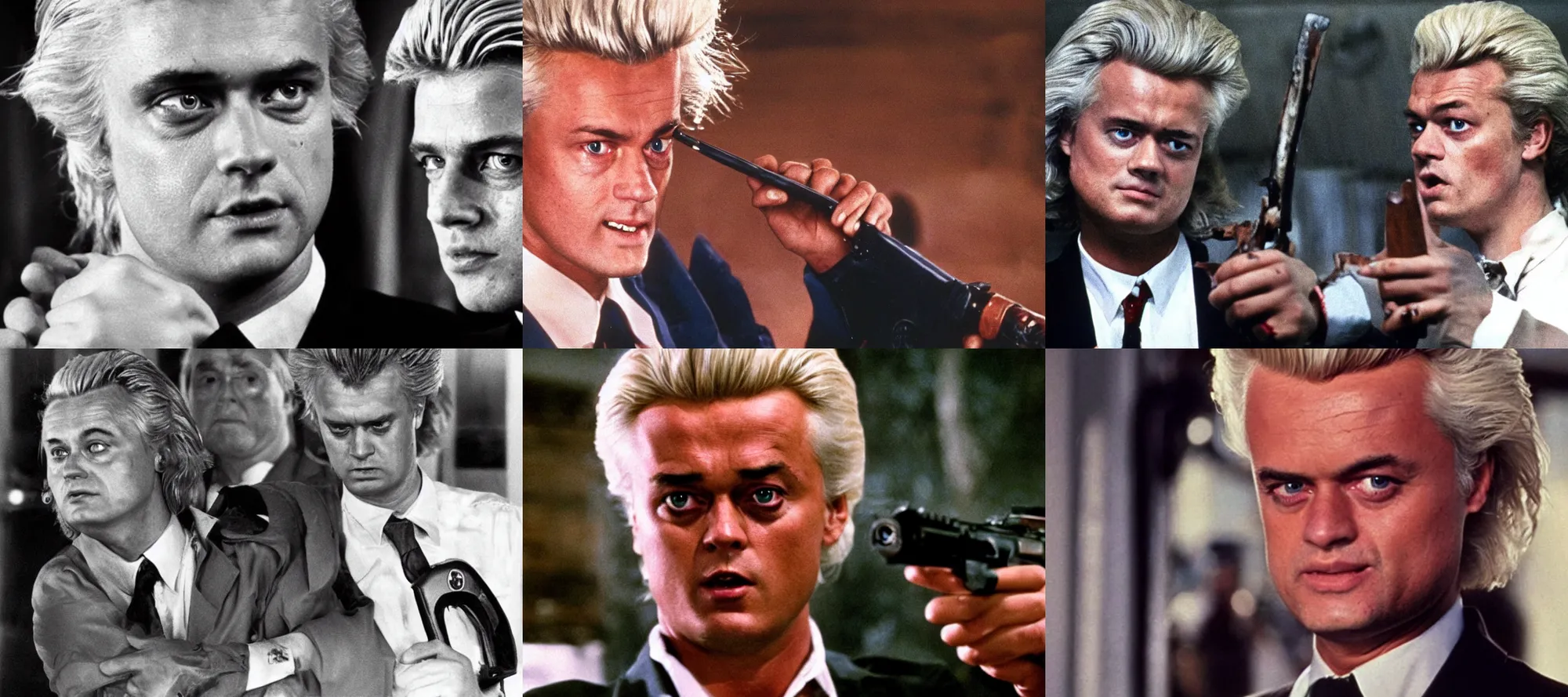 Prompt: Geert Wilders in the movie evil dead 2 1987