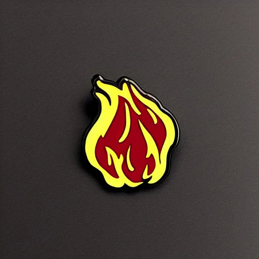 Prompt: a minimalistic fire flaming jalapeno enamel pin, hd, concept art