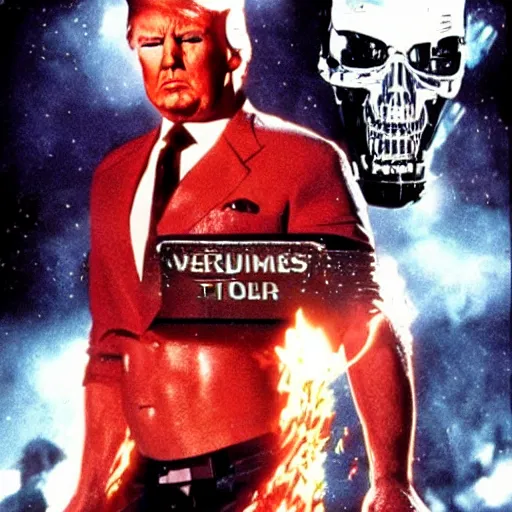 Prompt: donald trump as terminator, movie poster