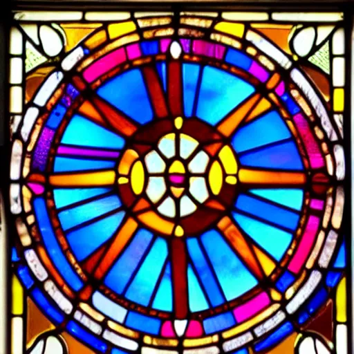 stained glass window with a fancy portal design | Stable Diffusion ...