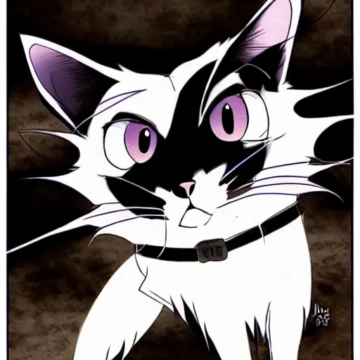 Prompt: a cat looking like sasuke from the manga naruto deviantart