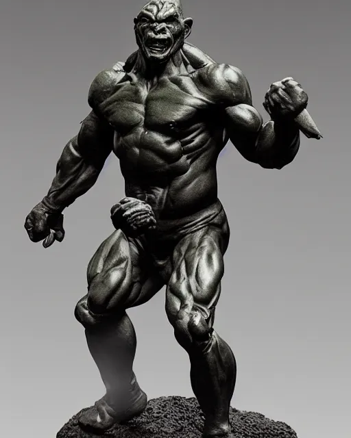Prompt: a full figure rubber sculpture of running Orc, by Frank Frazetta and Michelangelo, dramatic lighting, rough texture, wide angle lens