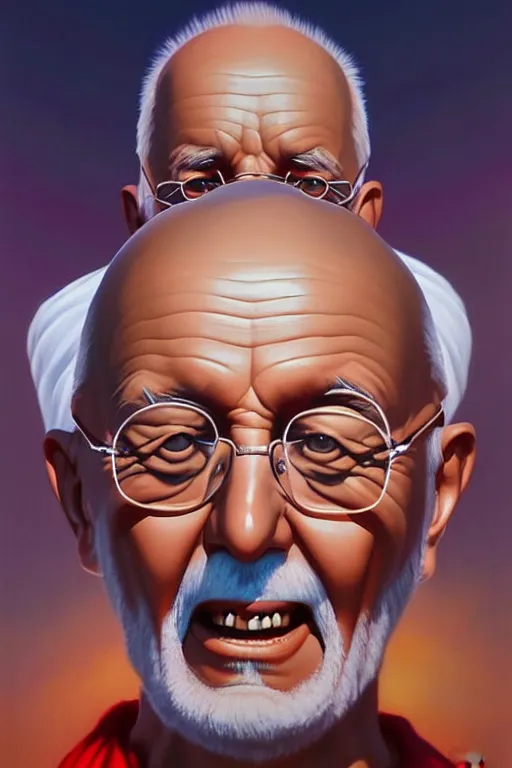 Prompt: portrait of crazed!!! nuclear!!!!!! ghandi!! statue by artgerm, rhads