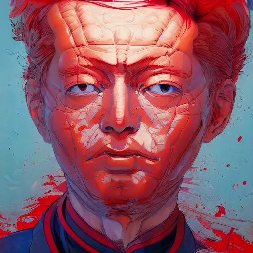 Image similar to prompt : soviet doomer portrait soft light painted by james jean and katsuhiro otomo and erik jones, inspired by akira anime, smooth face feature, intricate oil painting, high detail illustration, sharp high detail, manga and anime 1 9 9 9