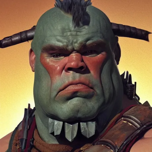 Image similar to upper body portrait of a heavily armoured hulking herculean chiseled john candy as a fantasy barbarian pirate orc ork, sunrays, cinematic lighting, photorealistic, octane render, 8 k, depth of field, 3 d, art by artgerm and greg rutkowski and alphonse mucha and uang guangjian and gil elvgren and sachin ten