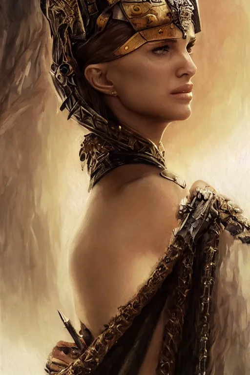 Prompt: natalie portman, legendary warrior, heroic, lord of the rings, tattoos, decorative ornaments, battle armor, by omar ortiz, valeri tsvetkov, carl spitzweg, ismail inceoglu, vdragan bibin, hans thoma, greg rutkowski, alexandros pyromallis, perfect face, fine details, realistic shading photorealism