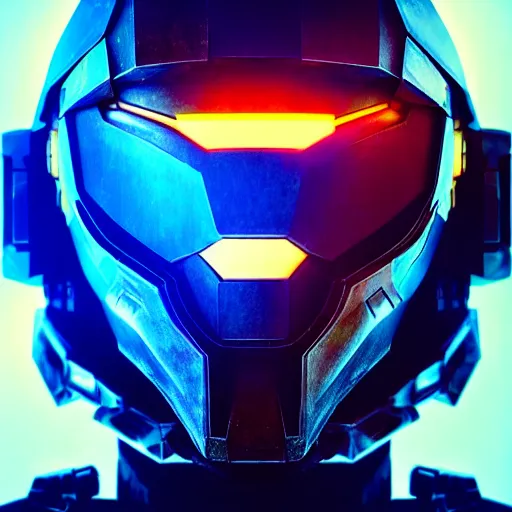 Image similar to cyberpunk halo helmet on space, close shot, reflection, epic, dramatic, cinematic, award winning, ultra detailed, realistic, 8k,