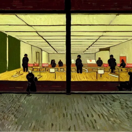 Image similar to an apple store by vincent van gogh, digital art, trending on artstation