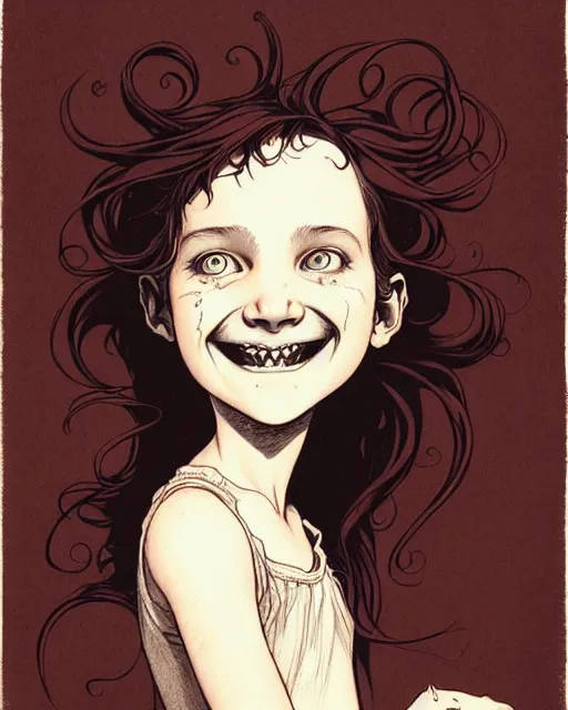 Image similar to cute smiling girl portrait by by Aaron Horkey, Abigail Larson, Adam Paquette, Adam Varga, Adolph Menzel