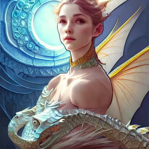 Prompt: dragon watching the world underneath, d & d, fantasy, intricate, elegant, highly detailed, digital painting, artstation, concept art, smooth, sharp focus, illustration, art by artgerm and dragolisco and alphonse mucha and dragolisco