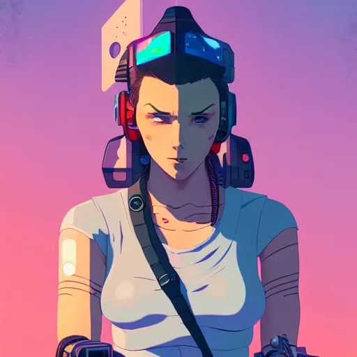 Image similar to portrait of a cyberpunk tattooed barmaid, artstation, elegant, highly detailed, digital painting, concept art, smooth, sharp focus, illustration, art by studio ghibli, fujita goro, atey ghailan, tom whalen, jean giraud 8 k