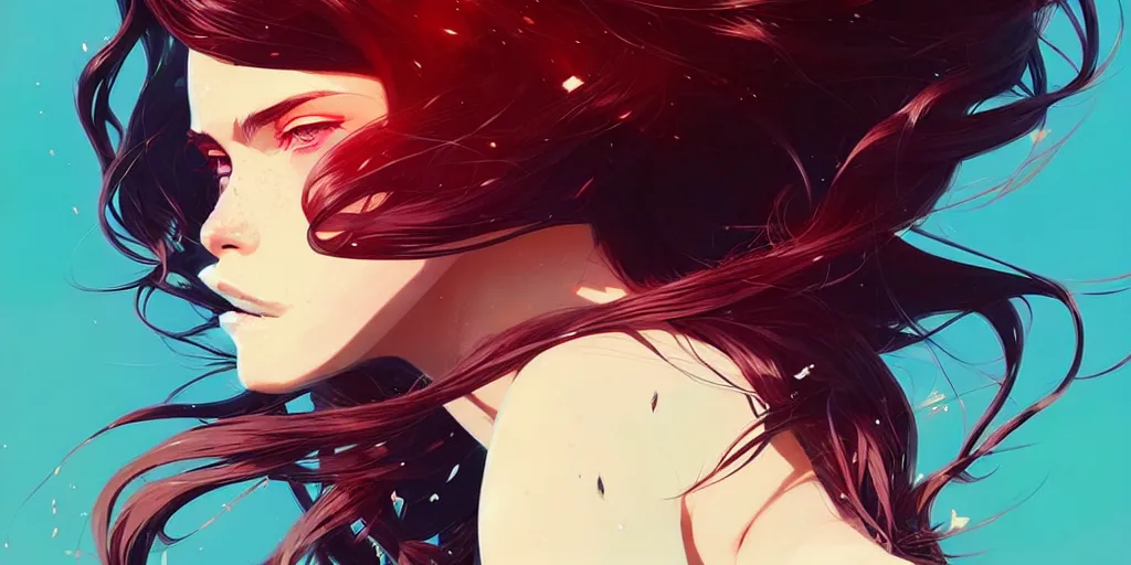 Image similar to a ultradetailed beautiful panting of a stylish woman with flowing hair, by conrad roset, greg rutkowski and makoto shinkai, trending on artstation