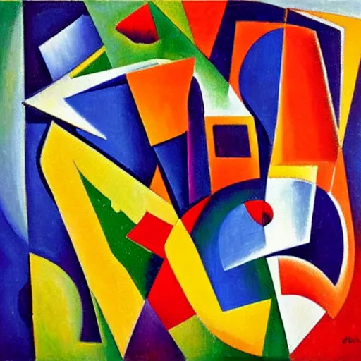 Image similar to a painting of a group of abstract shapes, an abstract painting by André Lhote, cg society, lyrical abstraction, cubism, oil on canvas, fauvism