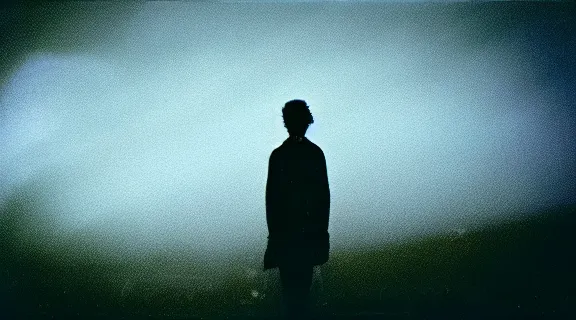 Image similar to c - 4 1 colour negative film photo of vagrant at night volumetric fog