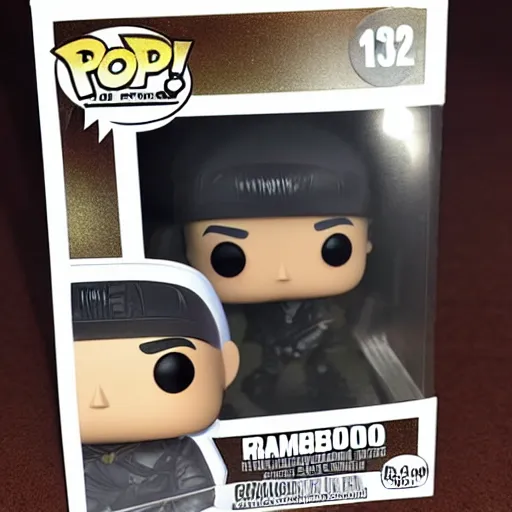 Image similar to a funko pop collectible of Rambo