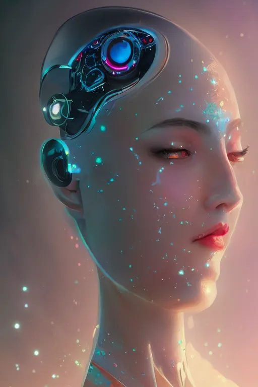 Prompt: A beautiful robotic woman dreaming, cinematic lighting, soft bokeh, sci-fi, modern, colourful, highly detailed, digital painting, artstation, concept art, sharp focus, illustration, by klimt