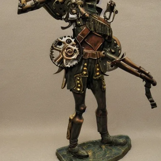 Prompt: clockwork soldier with multiple arms that is holding weapons, highly detailed, fantasy, dnd, made of bronze, hoofed feet
