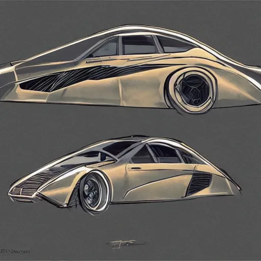 Image similar to dishonored art style retrofuturism car concept, deponia art style